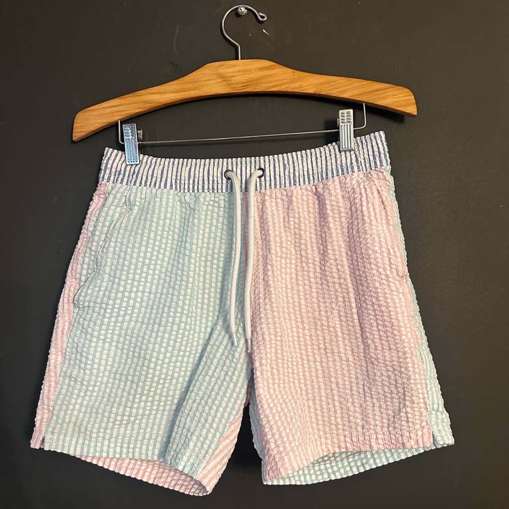 J. Crew Blue and White Swim Shorts